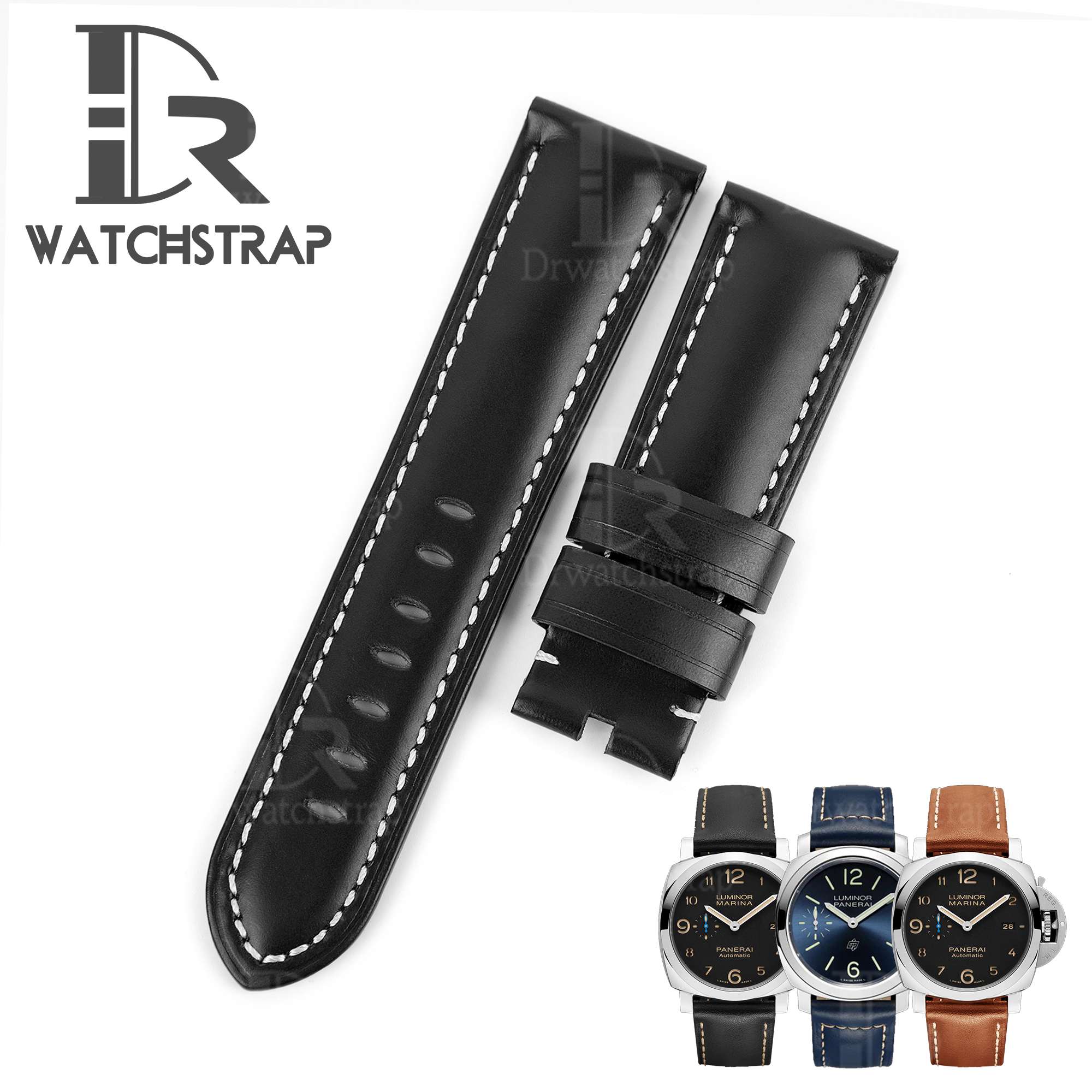 Premium aftermarket best OEM handmade Black Panerai calfskin leather Strap and watch band replacement 22mm 24mm for Panerai Luminor Due luxury watches from dr watchstrap for sale - Shop the premium calf leather material wholesale straps and watchbands online at a low price