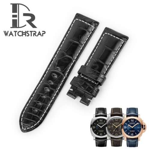 1609407593-Handmade-American-Alligator-Crocodile-black-leather-strap-bracelet-Panerai-replacement-watch-band (1) Genuine best quality OEM handmade custom Black Panerai Alligator Strap and watch band replacement 22mm 24mm for Panerai Luminor Due luxury watches from dr watchstrap for sale - Shop the premium crocodile material leather straps and watchbands online at a low price