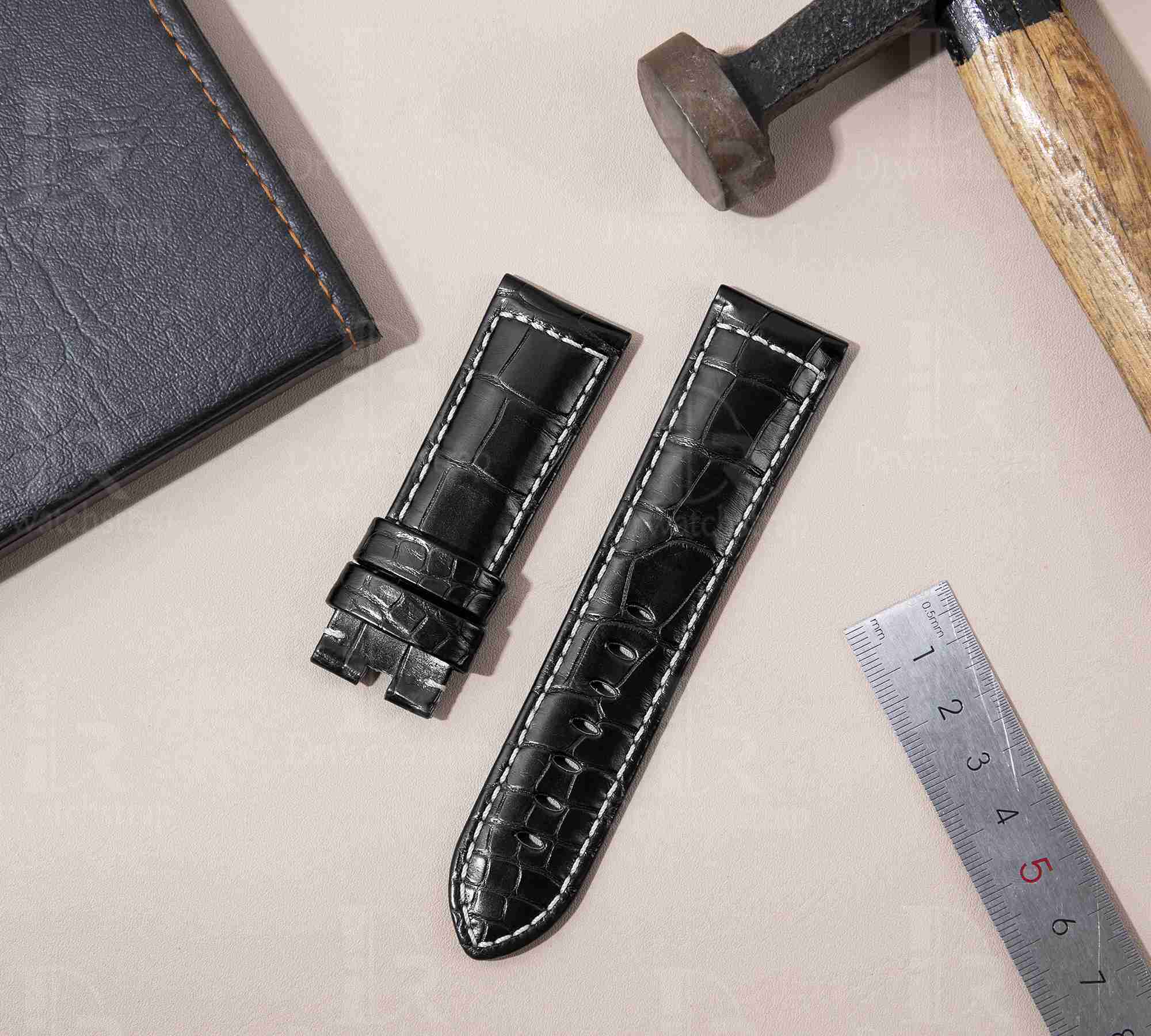 Genuine best quality OEM handmade custom Black Panerai Alligator Strap and watch band replacement 22mm 24mm for Panerai Luminor Due luxury watches from dr watchstrap for sale - Shop the premium crocodile material leather straps and watchbands online at a low price