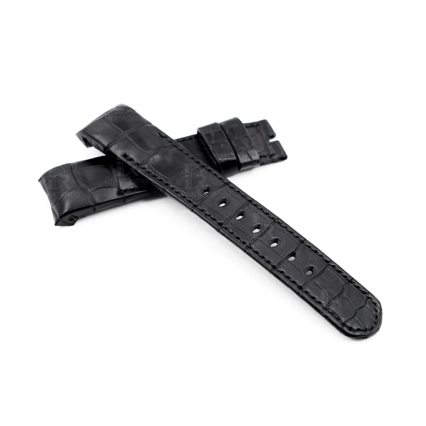 Custom handmade Replacement Black Alligator Leather bracelet watch strap fit for Corum Admirals Cup watch band