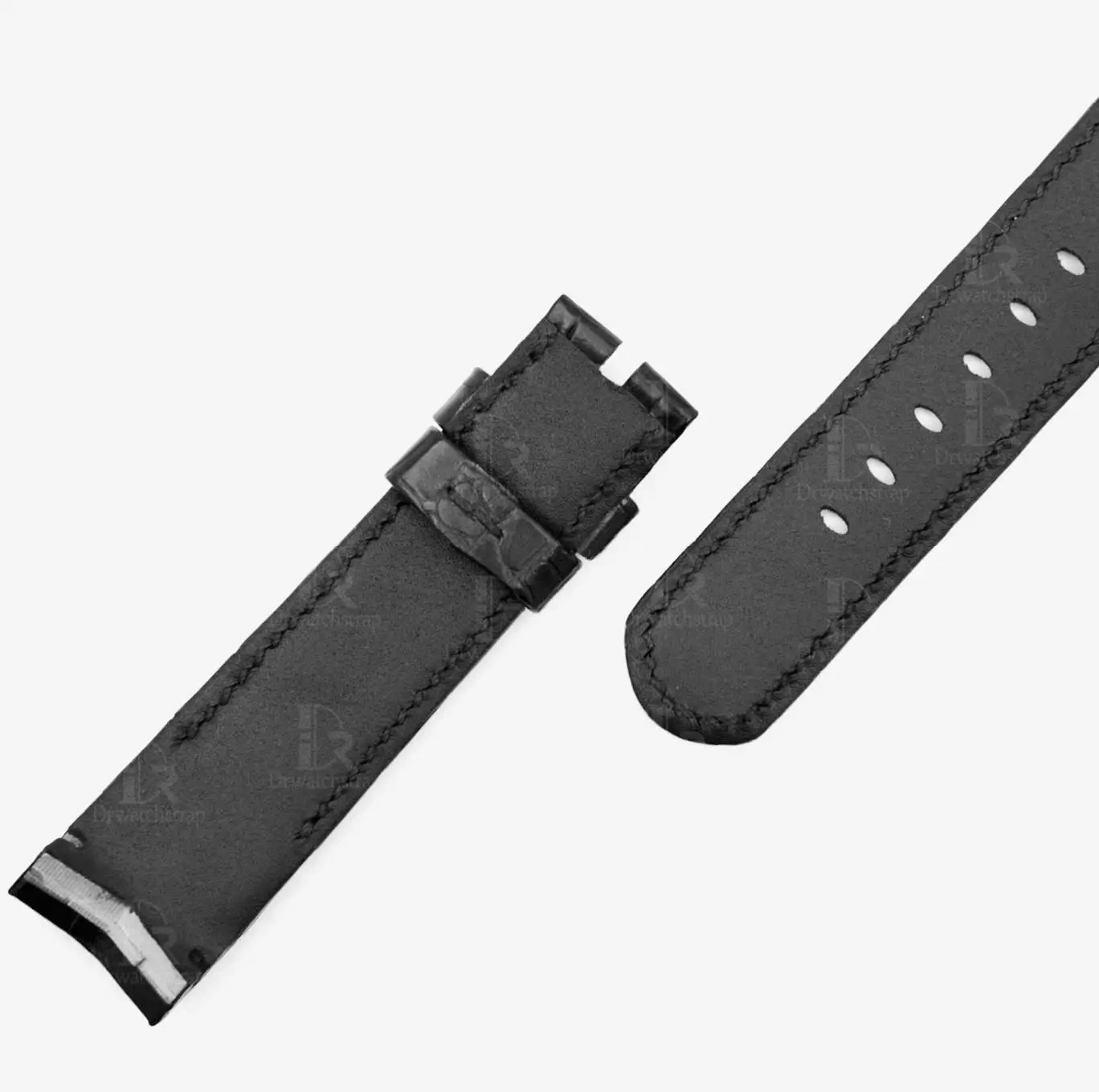 Custom handmade Replacement Black Alligator Leather bracelet watch strap fit for Corum Admirals Cup watch band