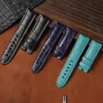Custom handmade Panerai Luminor Radiomir Submersible Crocodile Strap Black Leather watch band 24mm 22mm for sale