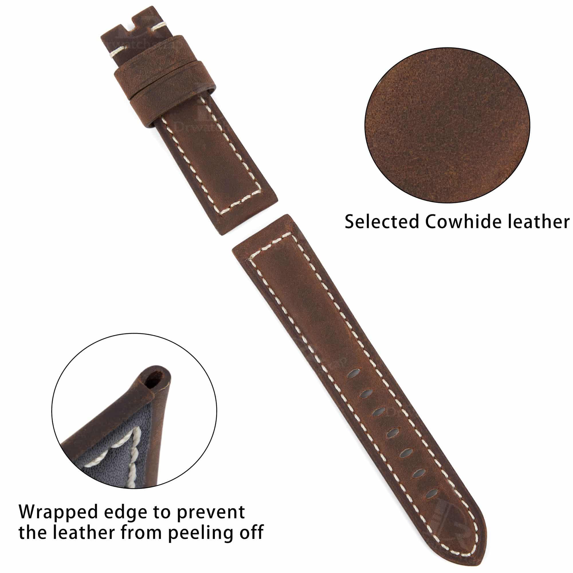 Best quality brown calfskin Panerai replacement strap 24mm 22mm 26mm & leather OEM Custom watch band for Panerai Luminor Due Radiomir watches from DR Watchstrap - Shop and buy calf leather handmade OEM straps and watch bands online at a low price