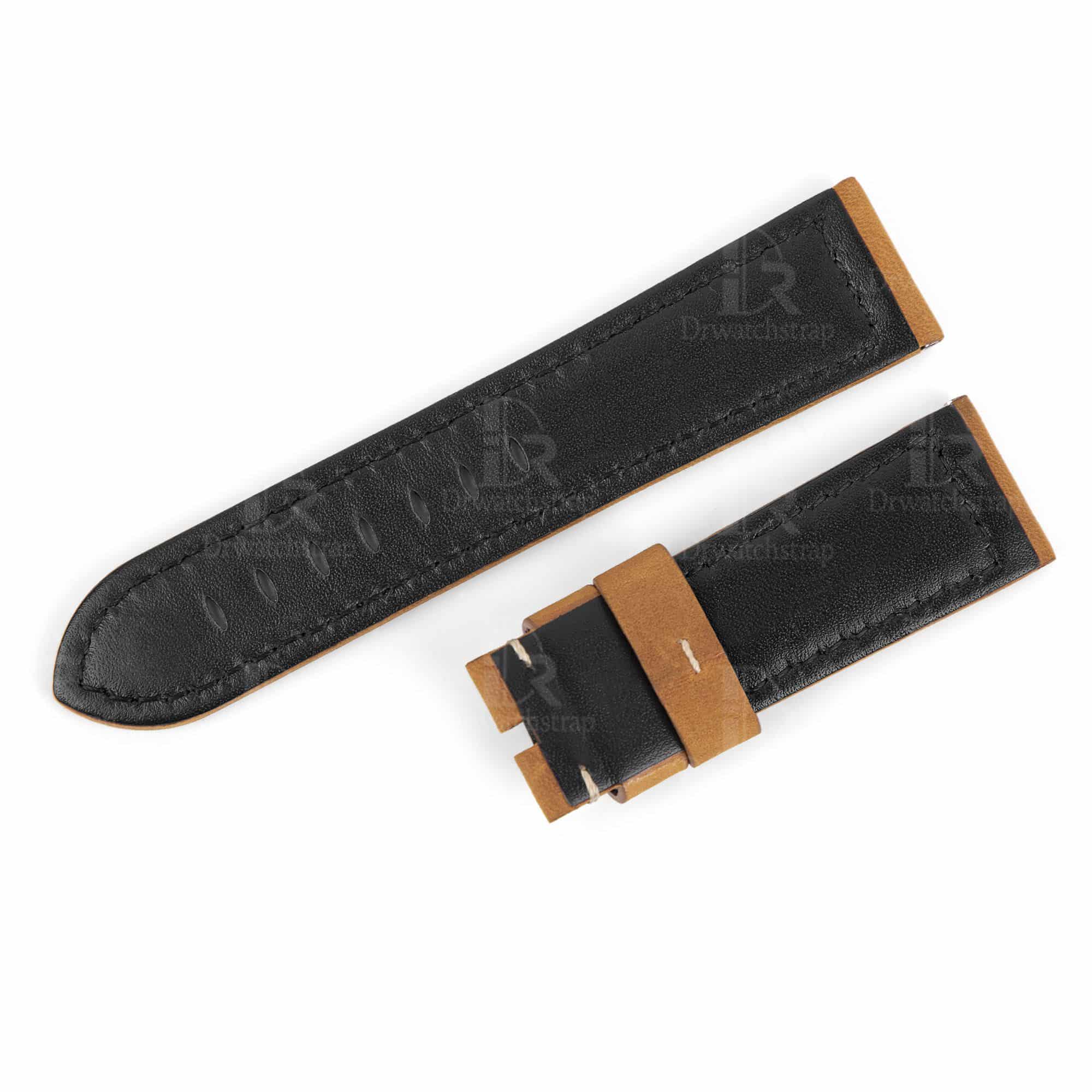 Premium custom best aftermarket calfskin material brown Panerai 22mm leather strap & watch band replacement OEM handmade for Panerai Luminor Radiomir luxury watches from DR Watchstrap online - Shop the wholesale and retail genuine calf leather watch straps and watchbands at a low price