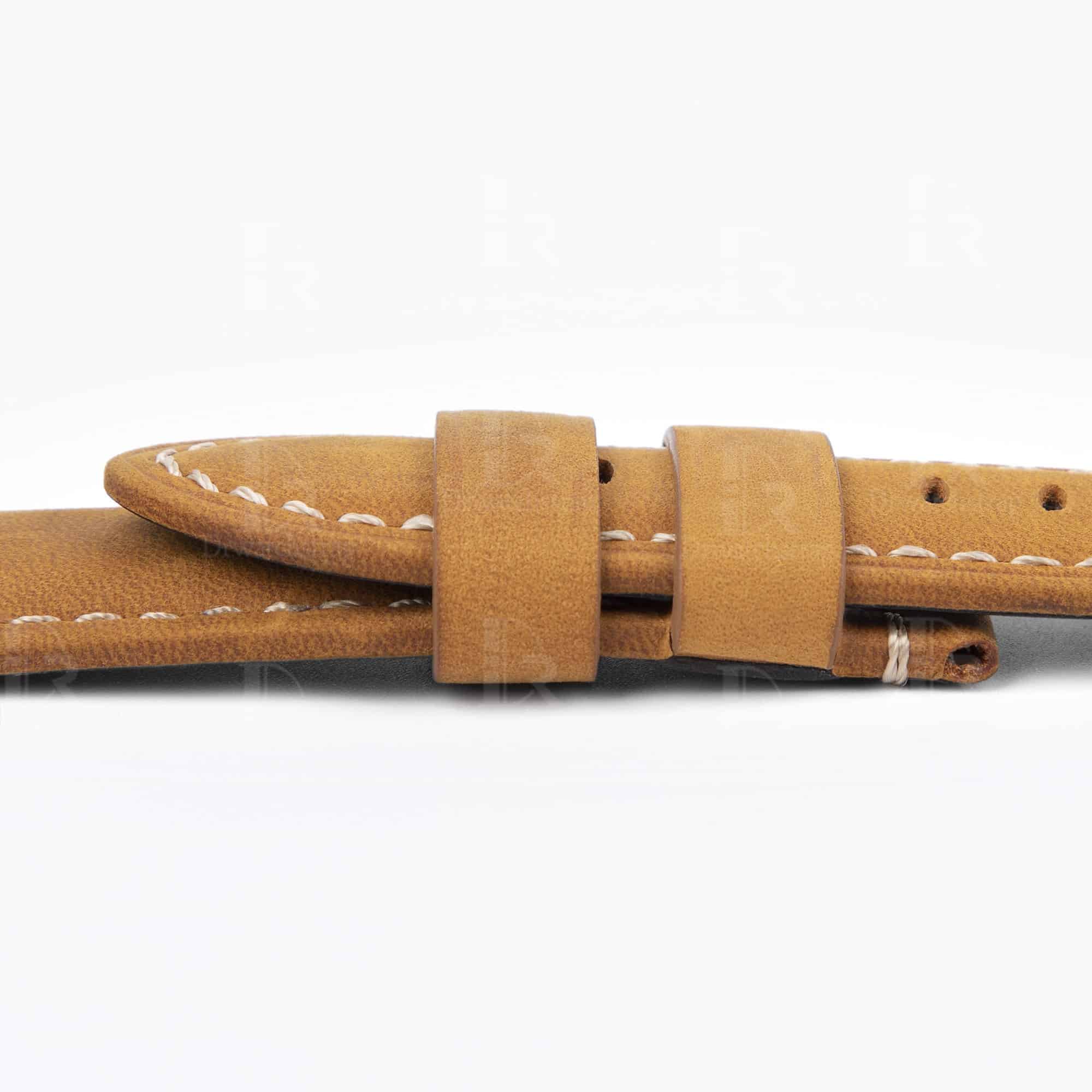 Premium custom best aftermarket calfskin material brown Panerai 22mm leather strap & watch band replacement OEM handmade for Panerai Luminor Radiomir luxury watches from DR Watchstrap online - Shop the wholesale and retail genuine calf leather watch straps and watch bands at a low price