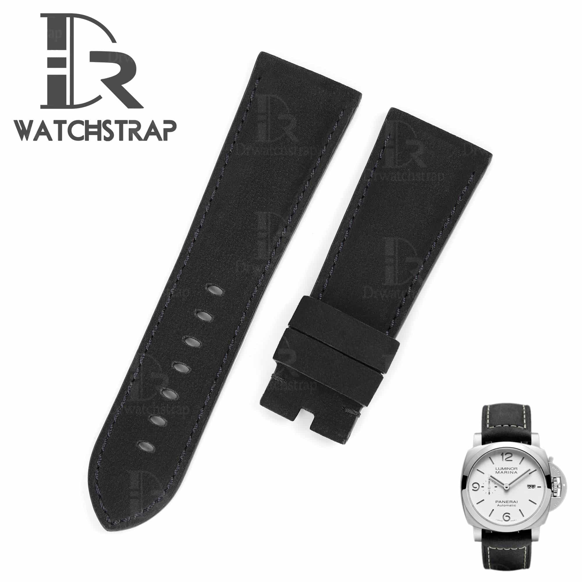 Custom OEM Premium calf material black leather Panerai strap 24mm 26mm 22mm & watch band replacement for Panerai Luminor Due Radiomir luxury watches for sale - Shop the best quality calfskin watch straps and watchbands from DR Watchstrap online at a low price