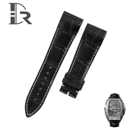 Custom handmade Grade A alligator black leather Franck Muller Conquistador strap and watch band replacement for Franck Muller Conquistador Grand Prix 8900 9900 SC DT GPG luxury watches - Best quality crocodile watch bands online at a low price