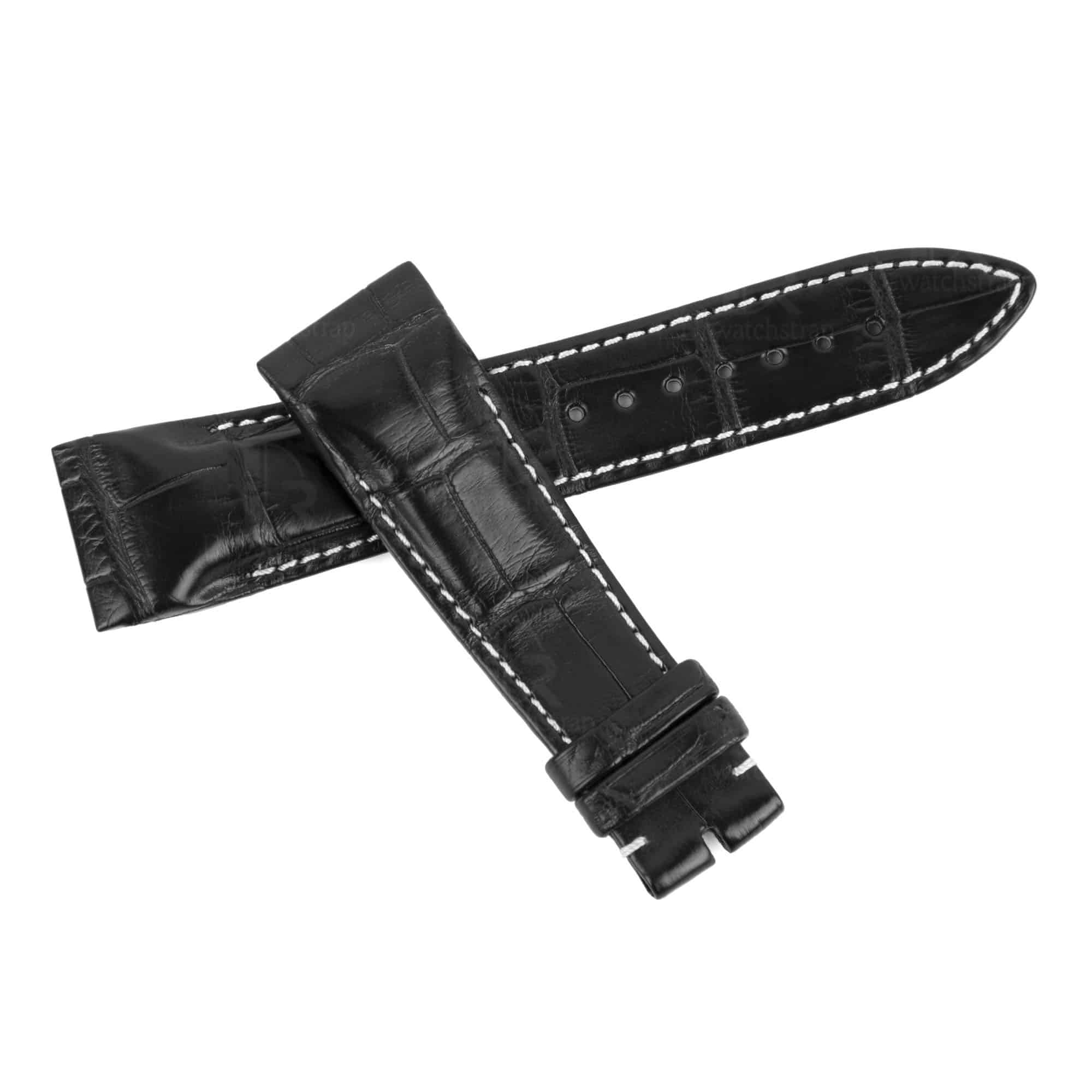 Custom handmade Grade A alligator black leather Franck Muller Conquistador strap and watch band replacement for Franck Muller Conquistador Grand Prix 8900 9900 SC DT GPG luxury watches - Best quality crocodile watch bands online at a low price