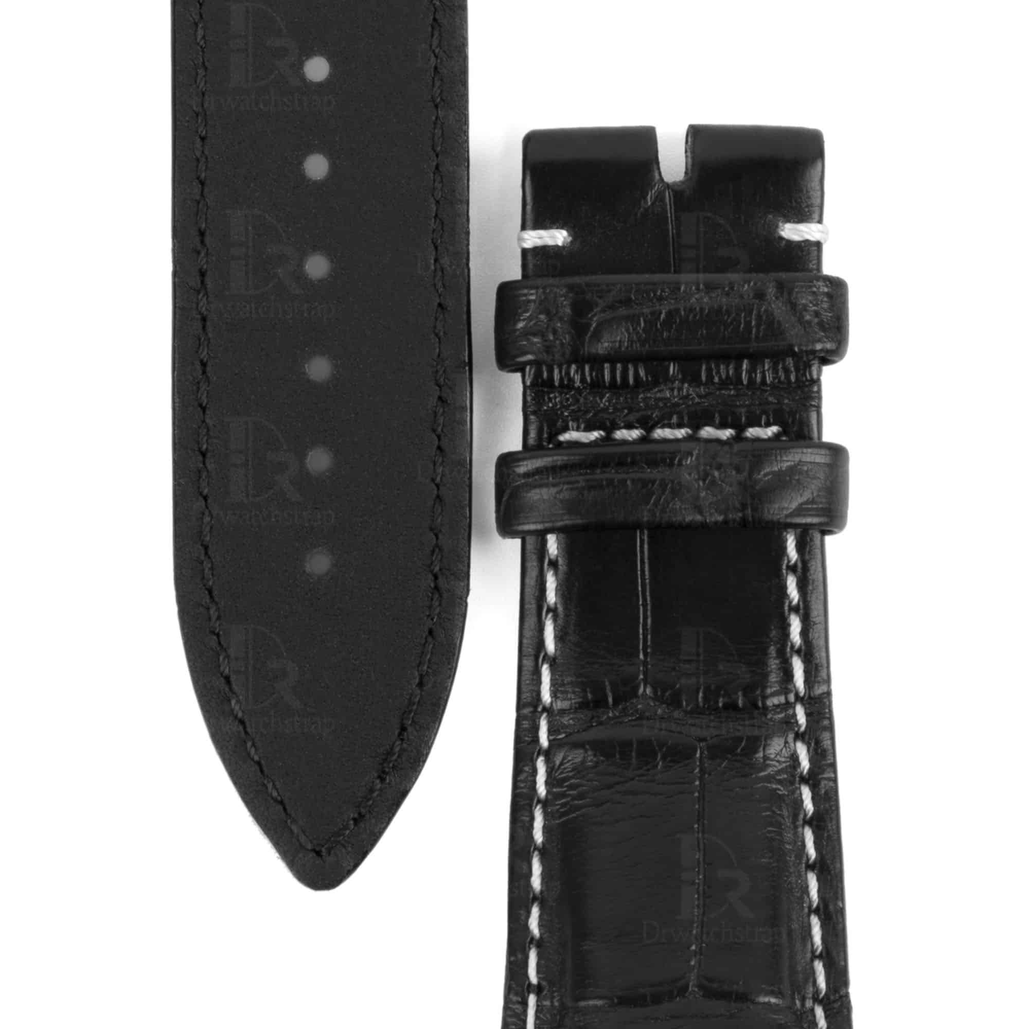 Custom handmade Grade A alligator black leather Franck Muller Conquistador strap and watch band replacement for Franck Muller Conquistador Grand Prix 8900 9900 SC DT GPG luxury watches - Best quality crocodile watch bands online at a low price