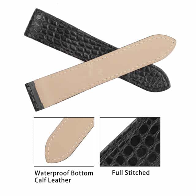 Cartier santos black leather strap replacement handmade for sale