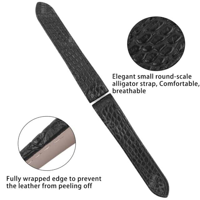 Cartier santos black leather strap replacement handmade for sale