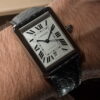 replacement Cartier Tank solo Ronde solo black alligator leather strap watchband for sale