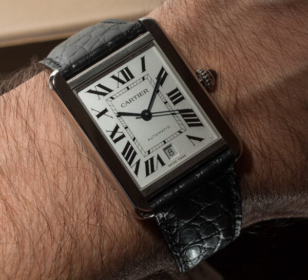 replacement Cartier Tank solo Ronde solo black alligator leather strap watchband for sale