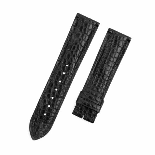 Best quality genuine handmade black alligator round-scale Cartier Tank Ronde Solo leather strap and watch band replacement online for Cartier Ronde & Tank Solo, American tank, France tank, Must, Ronde, Cle de, and more watches - custom aftermarket watch bands OEM