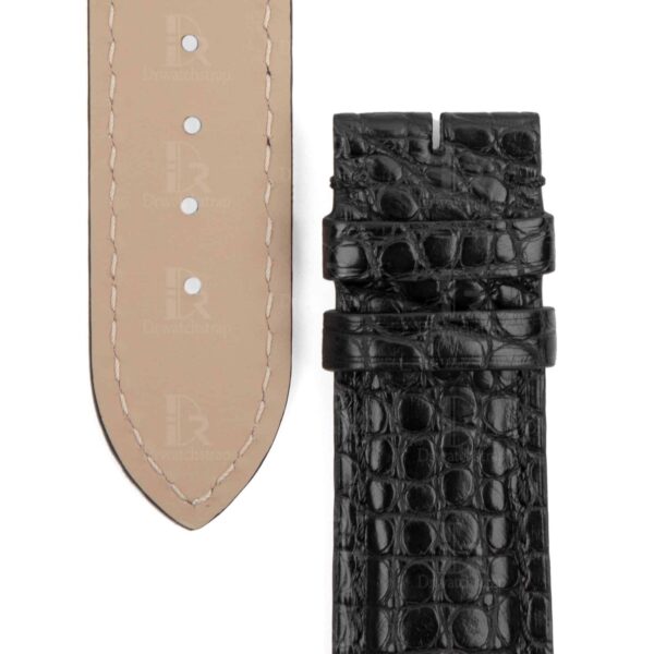 Best quality genuine handmade black alligator round-scale Cartier Tank Ronde Solo leather strap and watch band replacement online for Cartier Ronde & Tank Solo, American tank, France tank, Must, Ronde, Cle de, and more watches - custom aftermarket watch bands OEM