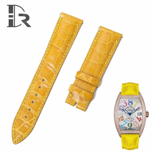 1620917518-Franck-Muller-Crasy-Hour-Diamond-Yellow-strap-replacement-watch-band (1) Handmade replacement Yellow Leather watch strap for Franck Muller Crazy Hour diamond watch