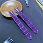 Handmade Cartier Tank solo Purple Alligator Square Scale leather watch strap for Cartier (Double Folded) watchbands