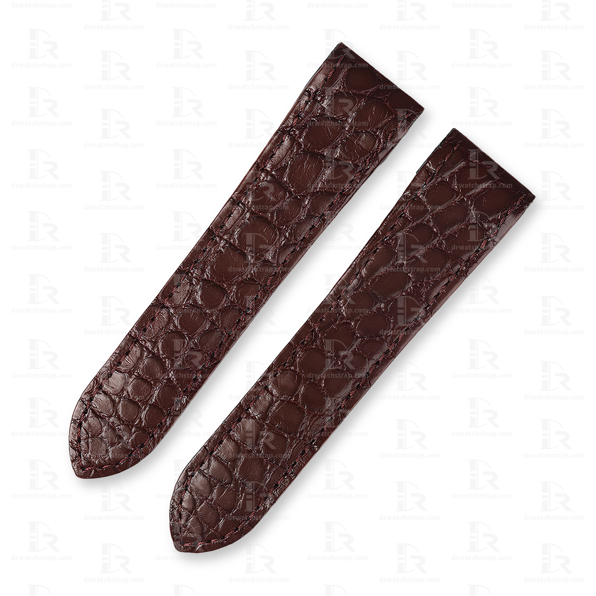 Custom best quality Alligator Round scale Cartier de Santos Brown leather watch strap and watch band for Cartier Santos 100 Midsize Medium Large Chronograph XL size watch - Shop genuin ha (1)