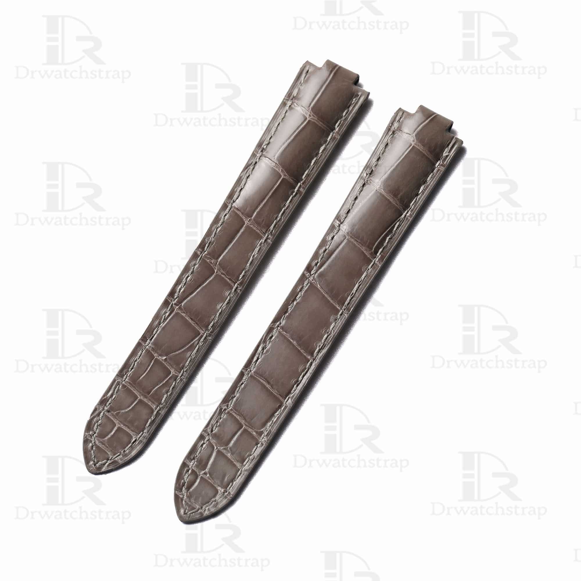Genuine best quality OEM custom American Alligator grey Belly-scale replacement Cartier Ballon Bleu de watch leather strap & watch band with pin buckle from dr watchstrap for Cartier de Ballon Bleu watches online - Shop the high-end watch straps & watchbands at a low price
