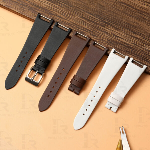 Black brown white satin watch strap for Patek Philippe Twenty-4