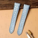 Custom blue alligator leather watch strap replacement for Hermes Cape cod, Heure H, and Arceau
