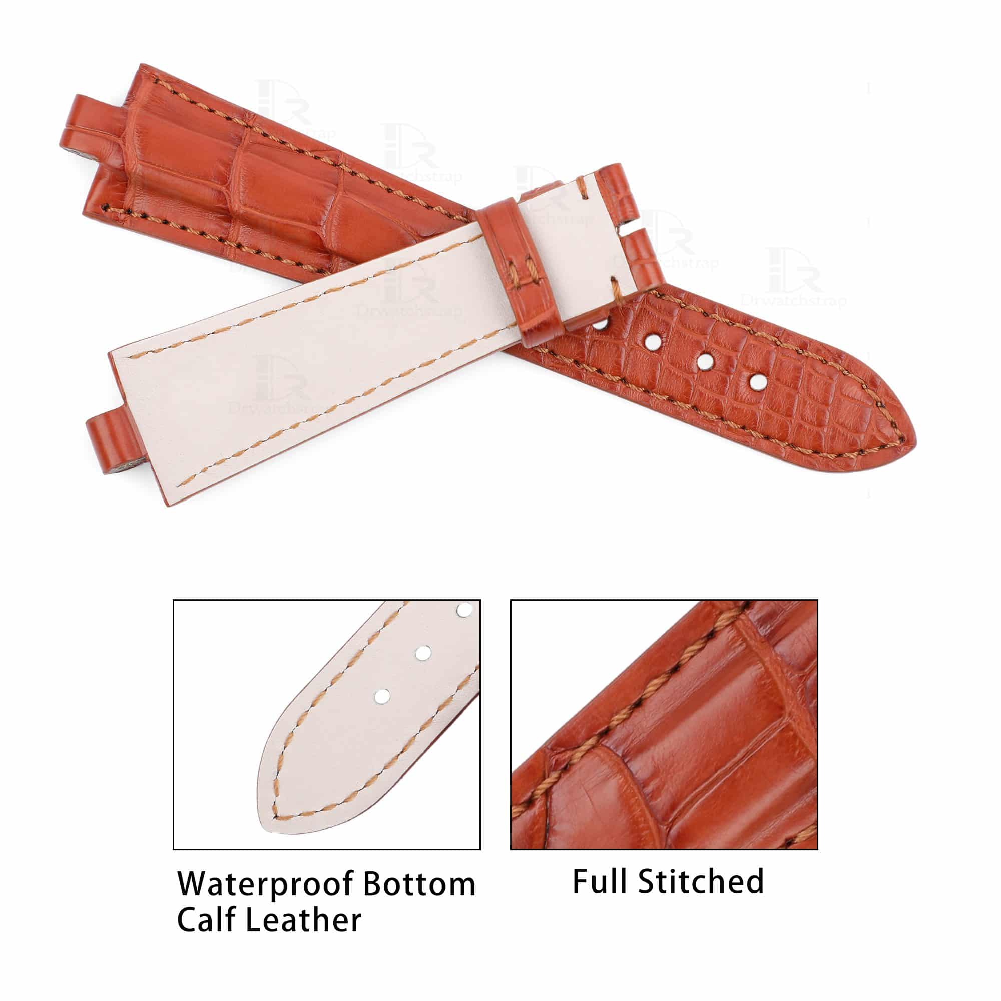 Genuine best quality Belly-scale brown alligator crocodile custom Bvlgari leather watch strap & watch band replacement for Bvlgari Diagono Aluminium AL38A L3276 mens and women's luxury watch - OEM aftermarket high-end straps and watch bands online at a low price from dr watchstrap