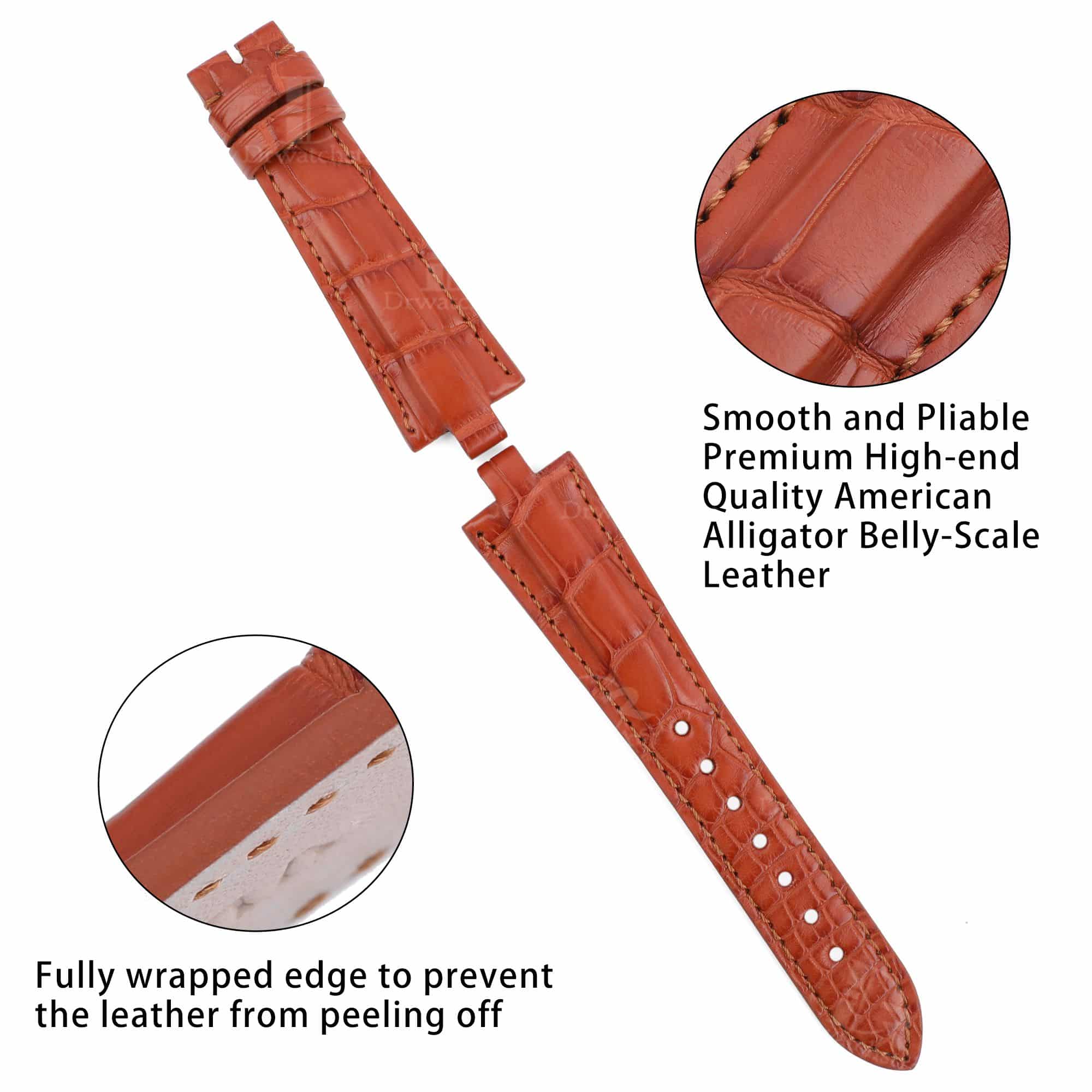 Genuine best quality Belly-scale brown alligator crocodile custom Bvlgari leather watch strap & watch band replacement for Bvlgari Diagono Aluminium AL38A L3276 mens and women's luxury watch - OEM aftermarket high-end straps and watch bands online at a low price from dr watchstrap