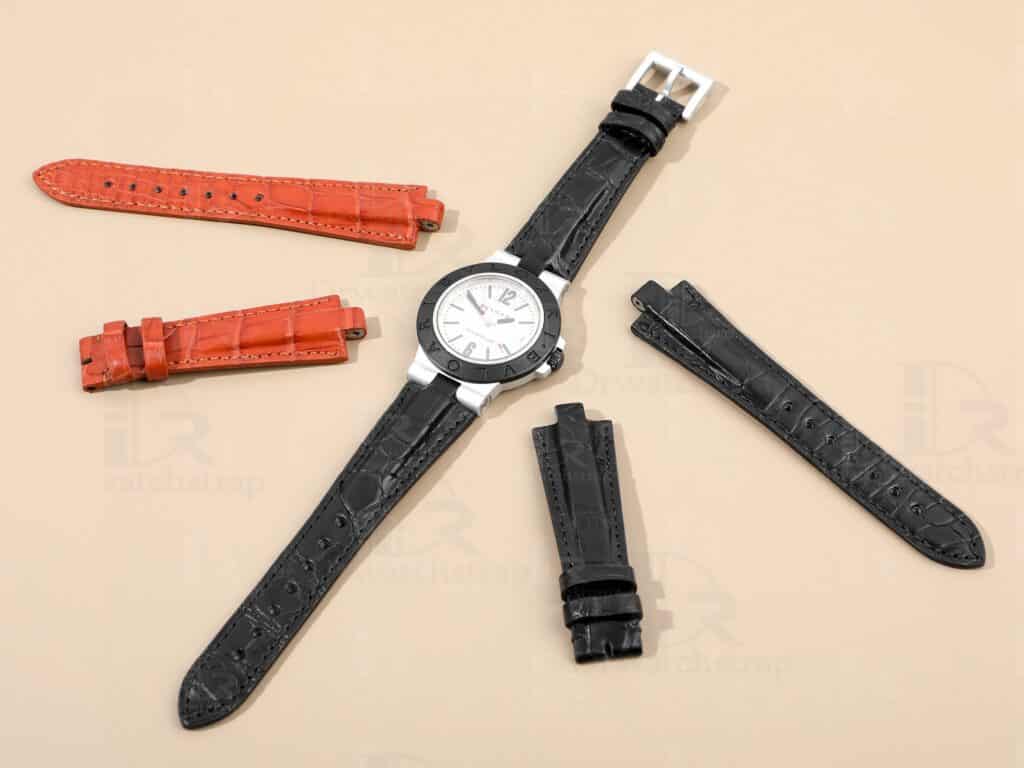 Bvlgari watch leather discount strap