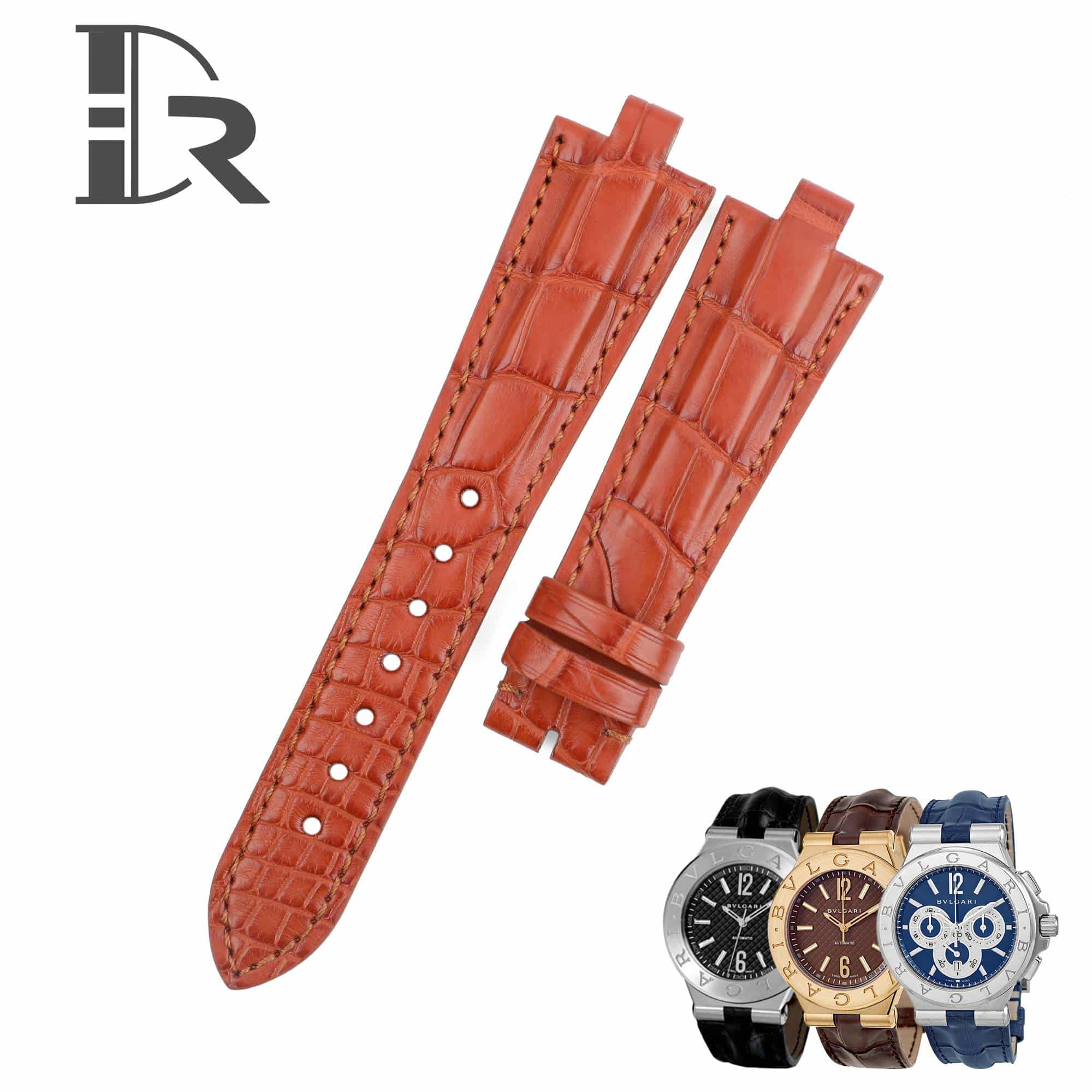 Genuine best quality Belly-scale brown alligator crocodile custom Bvlgari leather watch strap & watch band replacement for Bvlgari Diagono Aluminium AL38A L3276 mens and women's luxury watch - OEM aftermarket high-end straps and watchbands online at a low price from dr watchstrap