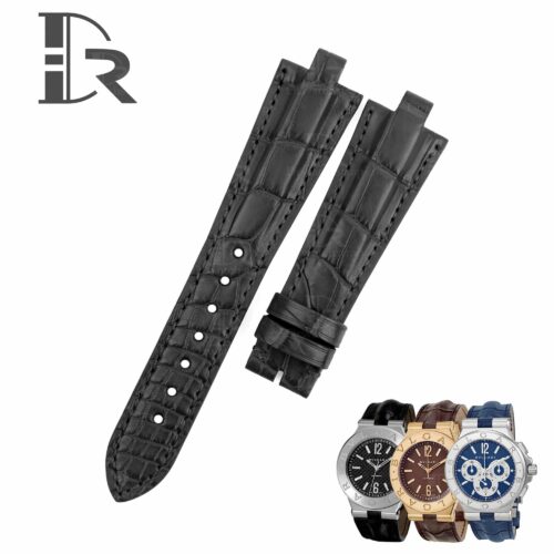 Replacement alligator leather watch strap for Bvlgari Diagono bands Genuine best quality Belly-scale black alligator crocodile custom Bvlgari leather watch strap & watch band replacement for Bvlgari Diagono Aluminium AL38A L3276 mens and women's luxury watch - OEM aftermarket high-end straps and watchbands online at a low price from dr watchstrap