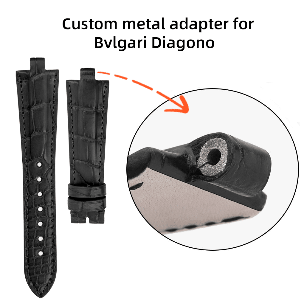 Bvlgari Diagono alligator watch band replacement metal adapter