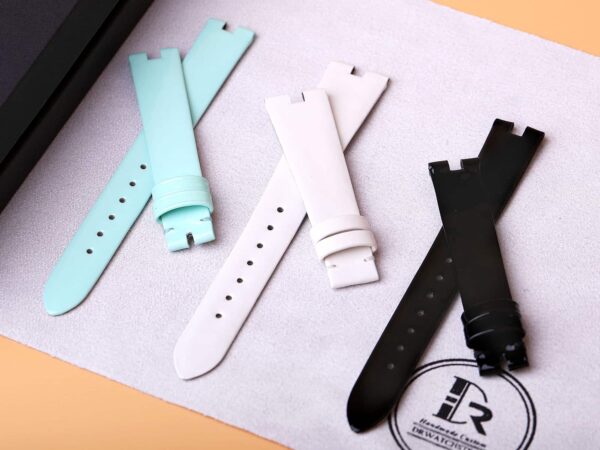 Custom afternarket best high-end quality cyan turquoise ice blue white black satin leather Bulgari Bvlgari B.Zero1 watch band & watch strap replacement for Bvlgari luxury mens women watches - Shop the premium satin material straps and wrist bands for sale low price from dr watchstrap