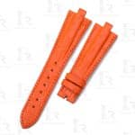 Custom handmade replacement orange alligator leather watchband for Cartier Roadster straps White Stitches