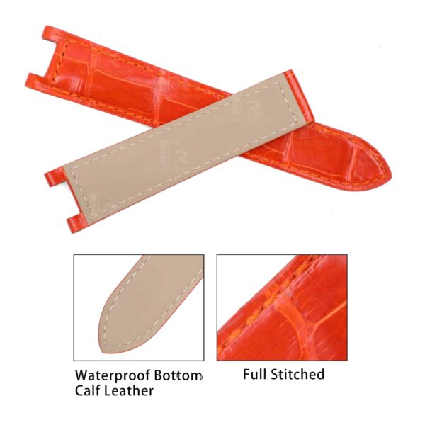18mm 20mm Genuine best quality American Alligator Orange leather watch strap and watch band replacement for Cartier De Pasha watches from DR Watchstrap - Shop the 100% handmade crocodile leather straps and watchbands online at a low price