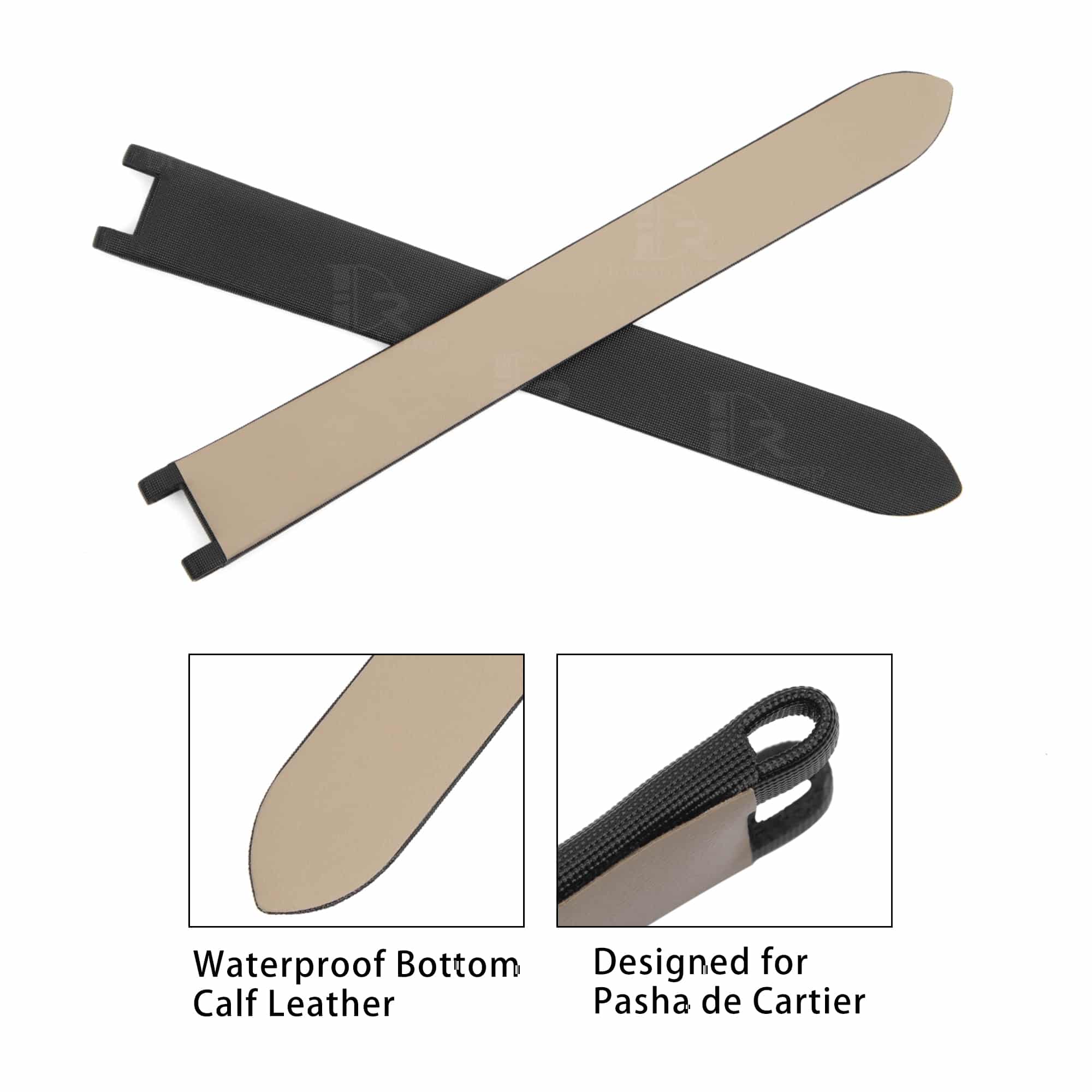 Best high-end quality material custom black satin Cartier watch strap and watch band replacemetn for Cartier De Pasha luxury watches - Shop the premium soft smooth satin straps and watchbands from DR Watchstrap online at a low price