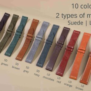 Vintage Suede 20mm leather watch strap handmade OEM Customized Hermes Rolex Tudor watchband
