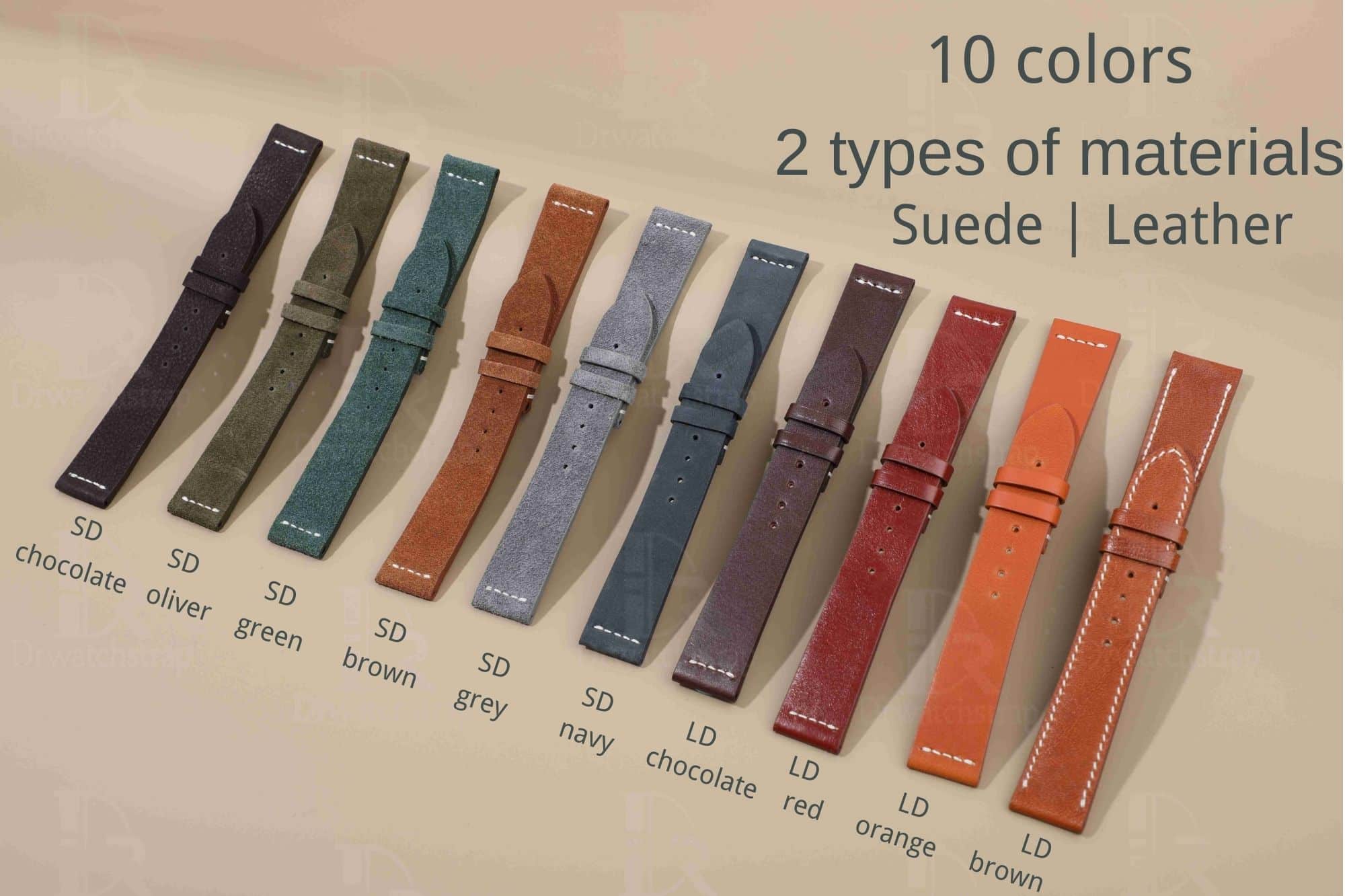 Vintage strap - Leather watch band - Calf suede (multiple colors