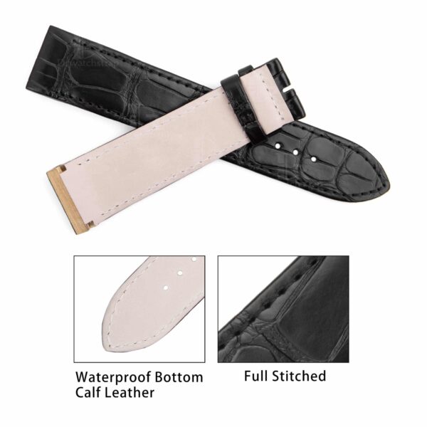 Buy replacement handmade Jaeger Lecoultre strap - Mens JLC Reverso Black Alligator watch band for sale Low price