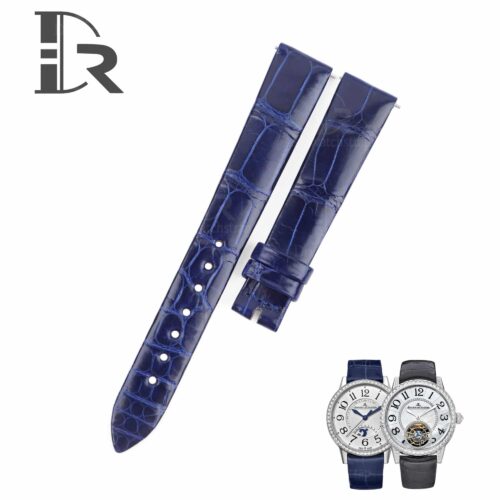 Custom Handmade Replacement blue leather watch straps for Jaeger Lecoultre Rendez Vous moon Day and Night watch