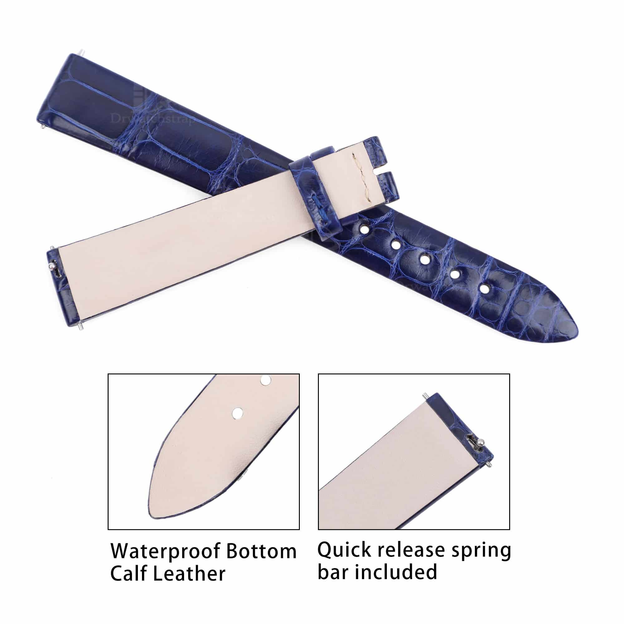 Custom Handmade Replacement blue leather watch straps for Jaeger Lecoultre Rendez Vous moon Day and Night watch