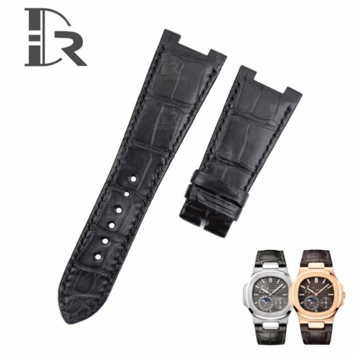 1615032224-custom-handmade-25mm-Patek-Philippe-Nautilus-5711-leather-strap-replacement-watch-band-for-sale (1) Replacement Patek Philippe Nautilus leather strap for sale - 25mm Lug Size Custom handmade American Alligator Black leather watch band
