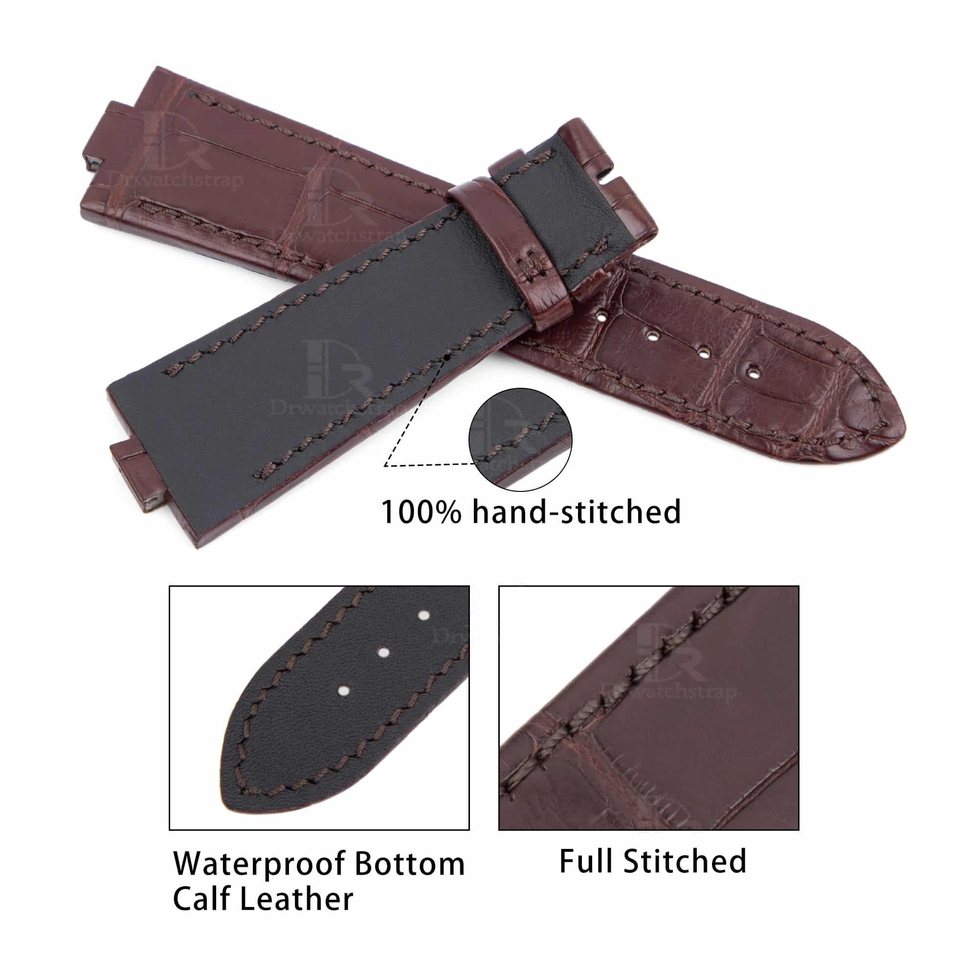 Buy replacement Vacheron Constantin Overseas brown American Alligator Leather Strap at discount price