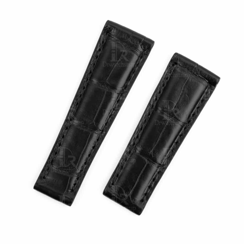 Genuine best quality alligator black IWC leather watch straps replacement watchbands for IWC Portofino / Portuguese Chronograph watches online for sale at a low price - Shop the high-end quality watch bands from dr watchstrap