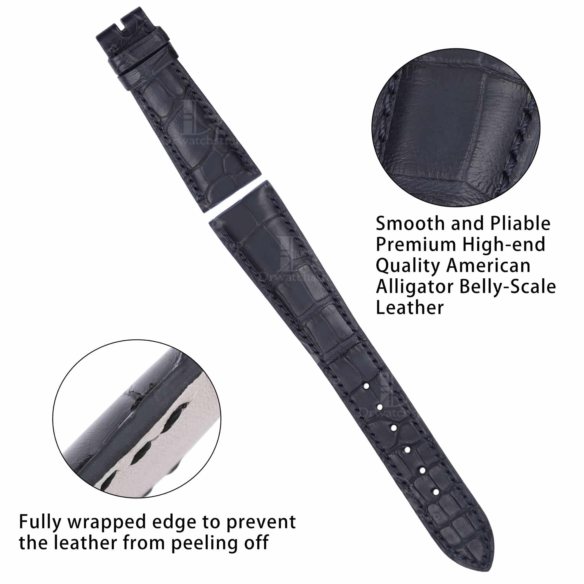 Custom handmade high-end quality Patek Philippe Blue leather watch band craftsmanship wholesale China factory supplier lug size available 12mm 14mm 16mm 18mm 19mm 20mm 21mm 22mm 23mm 24mm