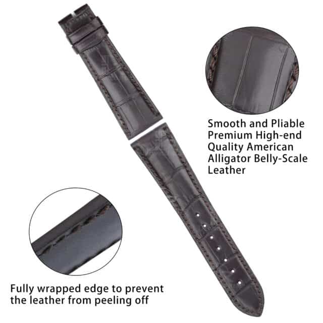 Custom replacement alligator brown leather Zenith watch straps and watch bands 19mm 20mm 21mm 22mm for Zenith El Primero Chronomaster, Elite Classic Academy