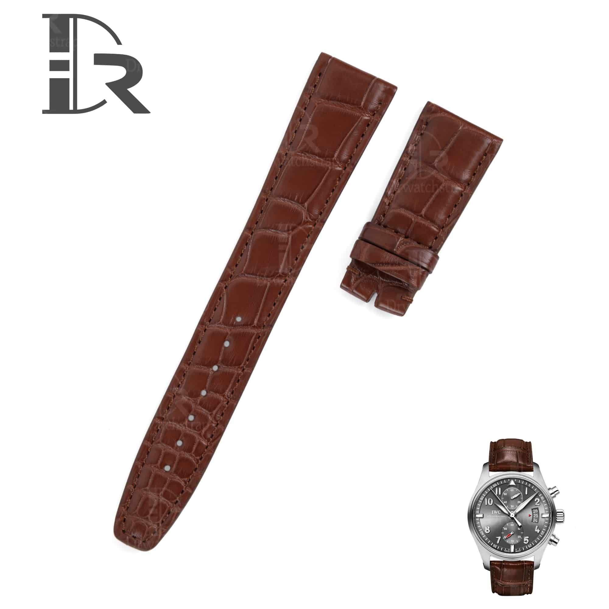 Buy high-end quality genuine Alligator leather IWC replacement leather strap Brown watch band