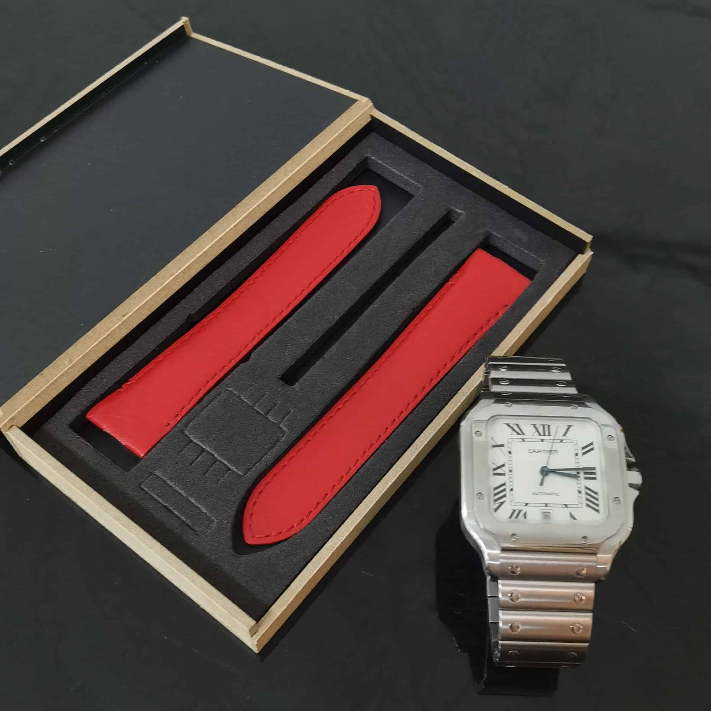 Cartier Santos Large 40mm red leather quick released hard to find