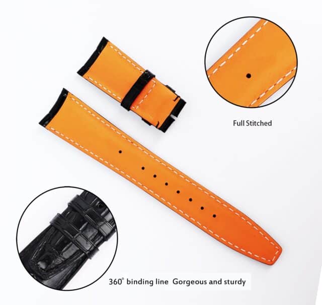 IWC leather strap orange inner Waterproof bottom calf skin