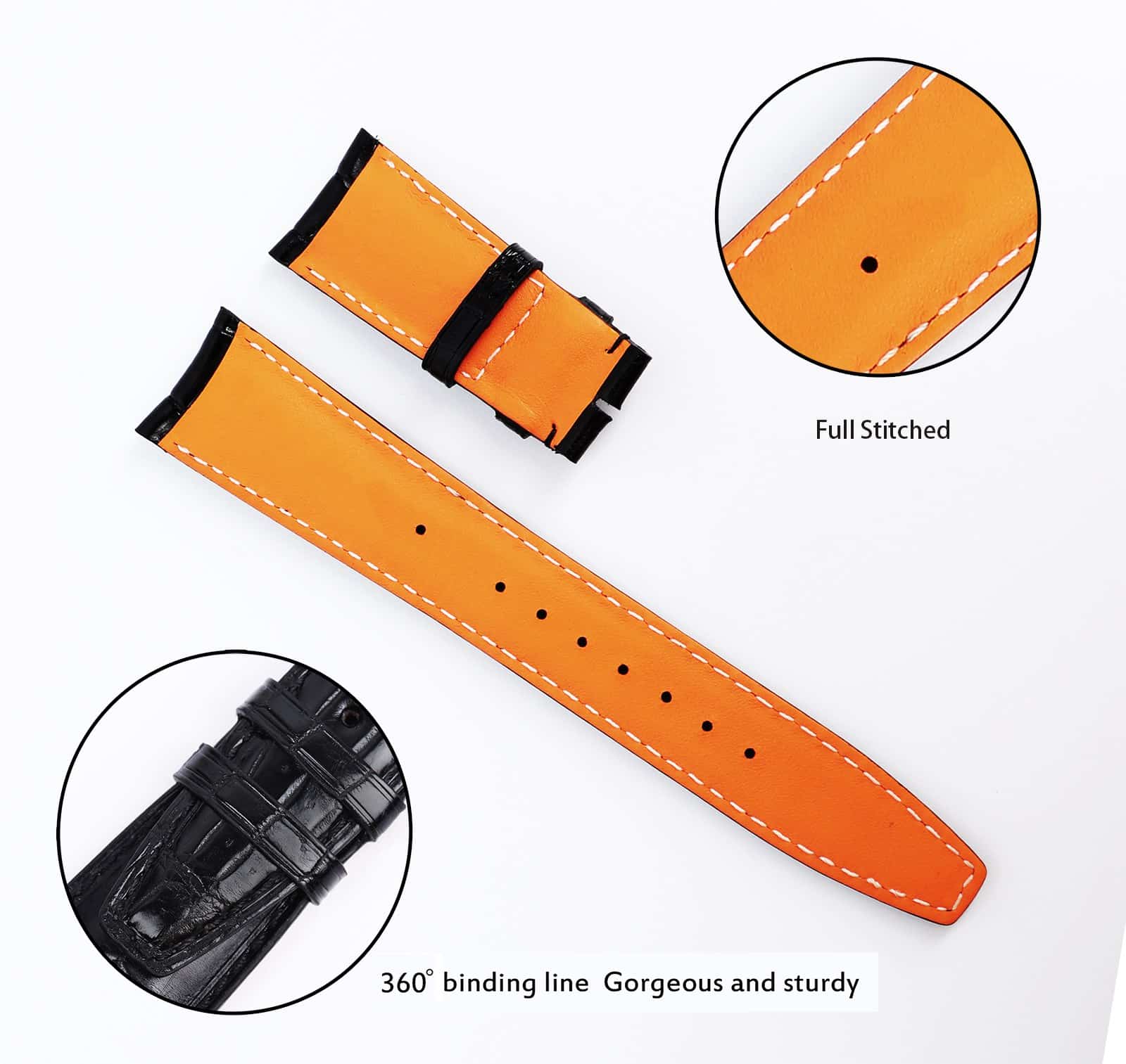 IWC leather strap orange inner Waterproof bottom calf skin