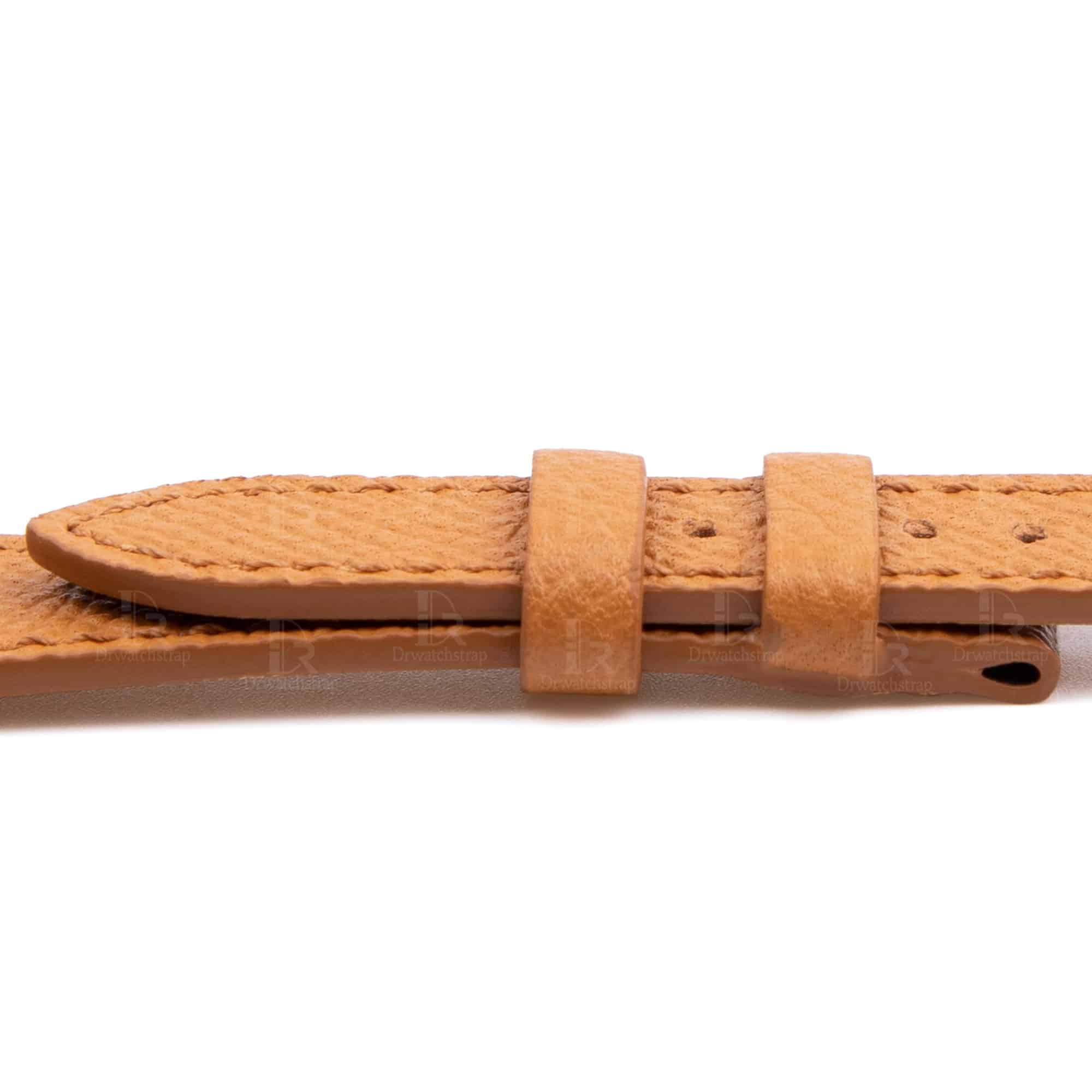 Hermes double tour watch band orange Leather for sale- Handcrafted